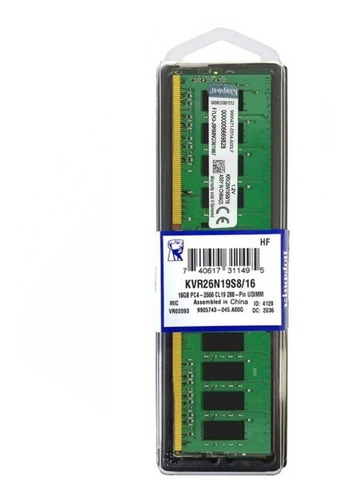 Imagem 2 de 2 de Memória Ram Valueram 16gb 1 Kingston Kvr26n19s8/16