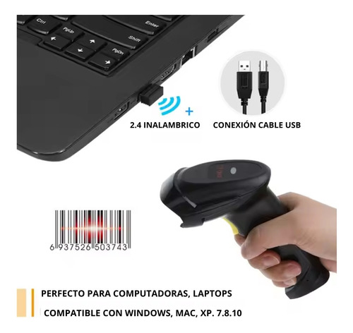 Lector Codigo De Barras Inalambrico Usb Recargable Seisa