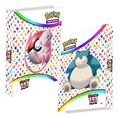Pasta Fichário Álbum Premium Pokémon 4 Argolas Capa Dura Cor 151 - escarlate e violeta - mew e snorlax
