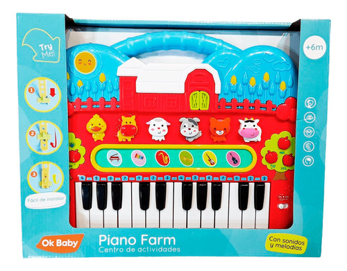 Piano Teclado Musical Granja Centro De Actividades Ok Baby