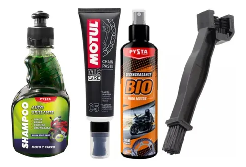 Motul C5 Lubricante Cadena+ Cepillo + Desengrasante+ Shampoo