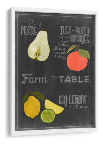 Cuadro Enmarcado Blanco Pizarra Fruit Iv 30x45
