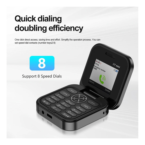 Mini Teléfono Móvil Plegable I17 Con Tarjeta Sim Dual, Reproductor De Vídeo En Red 2g, Linterna, Radio Fm, Voz Mágica, Caja Pequeña Con Tapa
