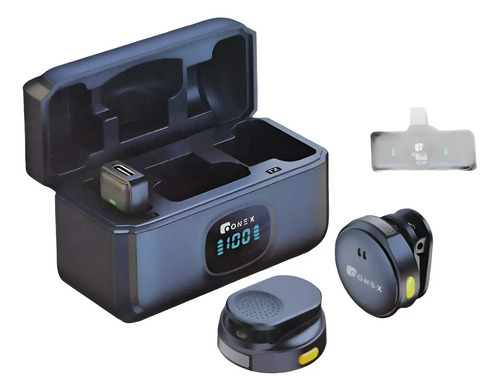 Microfone Lapela ONEX Sem Fio Bluetooth Omnidirecional Preto