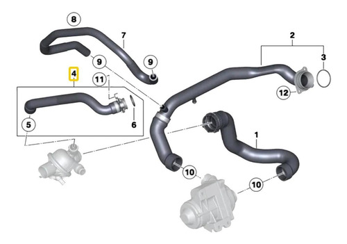 Imagen 5 de 7 de Base Brida Manguera De Agua Termostato Bmw N20 N54 N52 N55