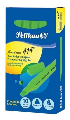 Marcatextos Triangular Pelikan 414 Caja Con 10 Piezas Color Verde