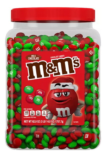 Tarro M&m's Chocolate 1.75 Kg Edición Navidad Americano