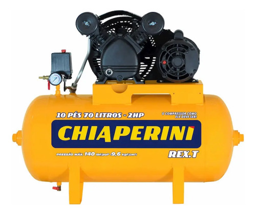 Compressor De Ar 10 Pés 70 L 2cv Rex.t Chiaperini 110/220v