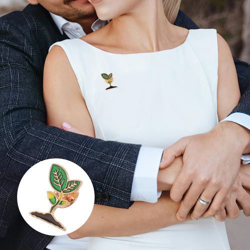 3 Peças De Broche Esmaltado Creative Lovely Leaves
