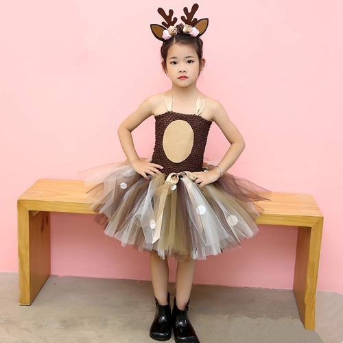 Hjtt Disfraz De Ciervo Para Niñas, Vestido Tutú De Navidad,