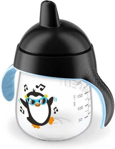 Vaso Pinguino Entrenador Avent 9oz Boquilla Rigida 9m+ Negro
