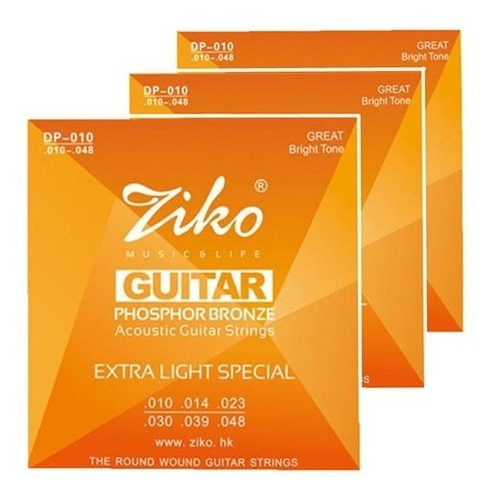 Encordado Para Guitarra Electroacustica Ziko Cobre Dp-010