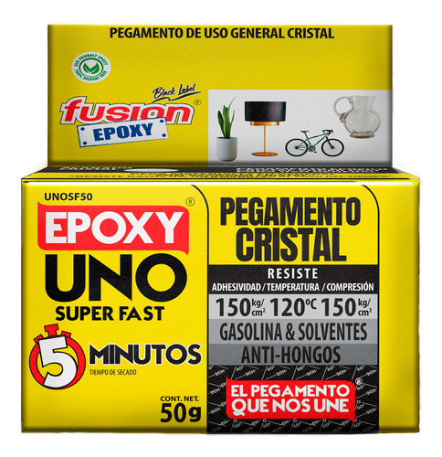 Epoxy Uno Super Fast - Adhesivo Epóxico Transparente Y Rápido Ideal Para Uniones Fuertes Y Rápidas En Materiales Rígidos Resistente Y Fácil De Usar Proyectos Creativos Y Reparación