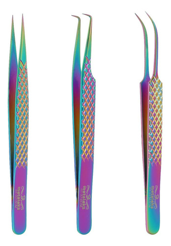 Metaleks Juego De 3 Pinzas De Extensión De Pestañas De Acero