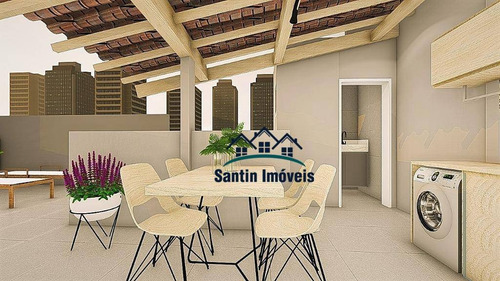 Cobertura Com *elevador De 02 Dormitórios(01 Suíte ) Vaga Coberta À Venda, 94 M² - Jardim - Santo André/sp - Co0567