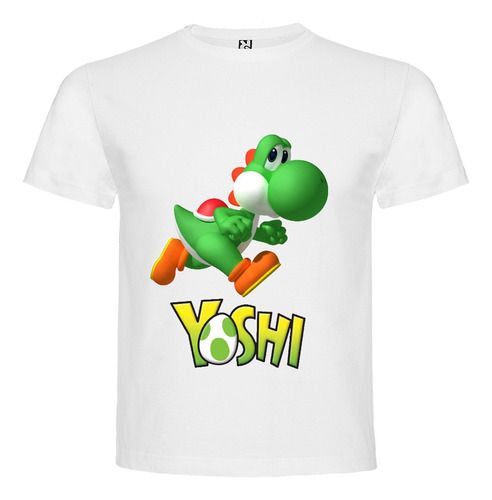 Polera Blanca Algodón 100% Niños Yoshi