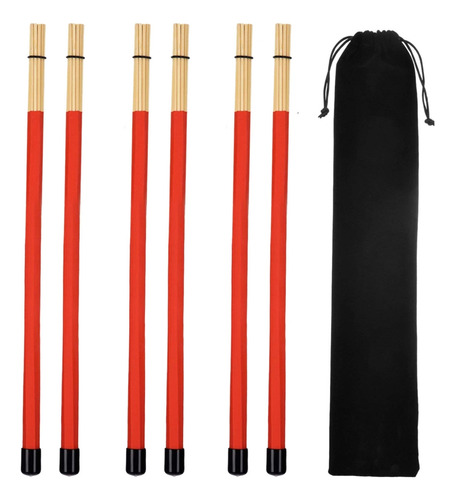 Juego De 7 Cepillos Para Baquetas Jazz Drumsticks Bamboo 19