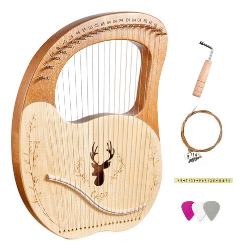 Llave Lyre Harp 21 Cega Con Arpa, Metal De Caoba Y Lira