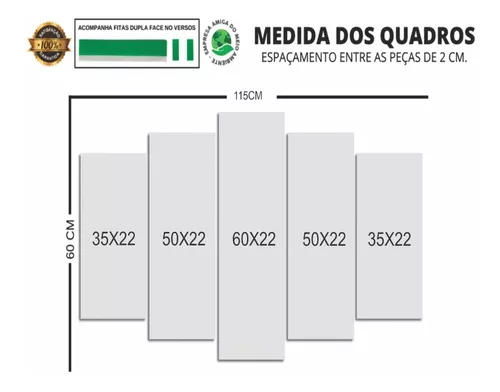 Quadro Carro Gtr Nissan 5 Peças Quarto Sala 115cm X 60cm