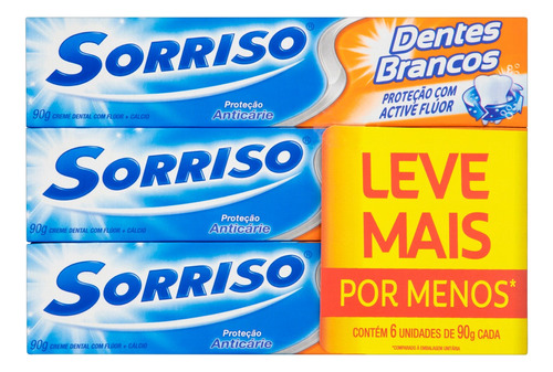 Pasta de dentes Sorriso Dentes Brancos  em creme pacote x 6 540 g