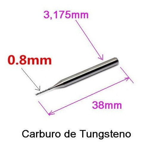 Fresa 0,8mm Shank Carbide Tungsteno Router Cnc Dremel S/tope