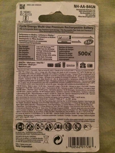 Baterías Pilas Recargable Sony Aa X2 - 2.500mah - Precargada