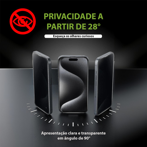 Película Vidro Privacidade 3d Com Aplicador P/ iPhone Todos
