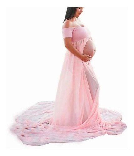 Imagen 1 de 8 de Vestido Maternal Sesión De Fotos Embarazadas Manga Corta