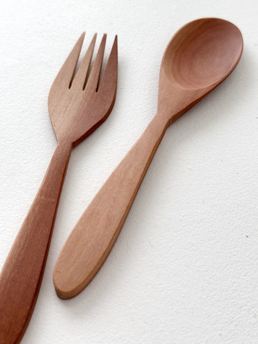 Set Cuchara Y Tenedor De Madera - Imp Indonesia Marrón