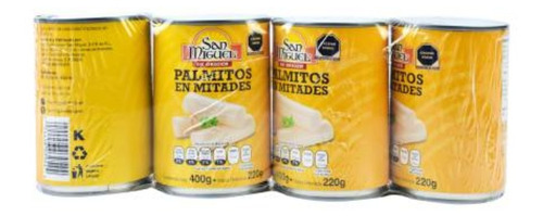 Palmitos En Mitades San Miguel 4 Latas De 400 G C/u