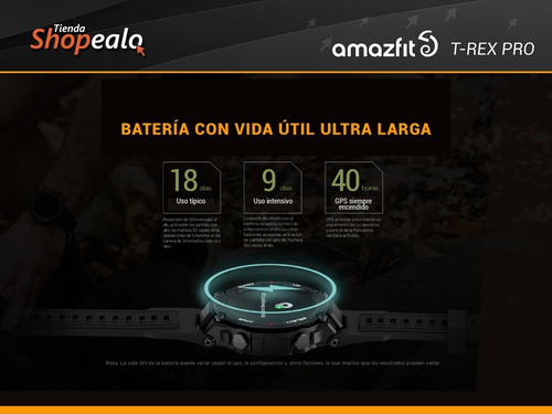 Imagen 4 de 9 de Smartwatch Amazfit T-rex Pro Gps Negro Spo2 10 Atm Cuota -*
