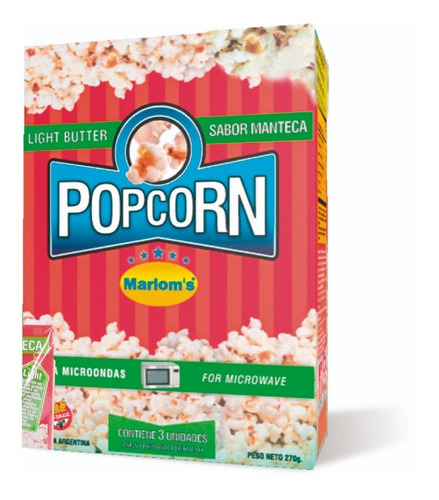 Popcorn Marlom's Manteca Light 270 Gr Pochoclos Sin Tacc