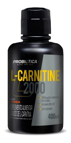 L-carnitina 2000 Queimador Gordura 400ml - Probiotica Sabor Laranja