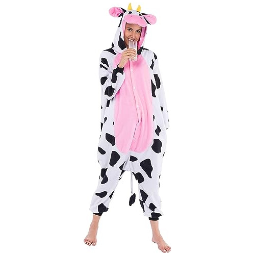 Pijama De Una Pieza De Peluche De Vaca Adultos Unisex -...