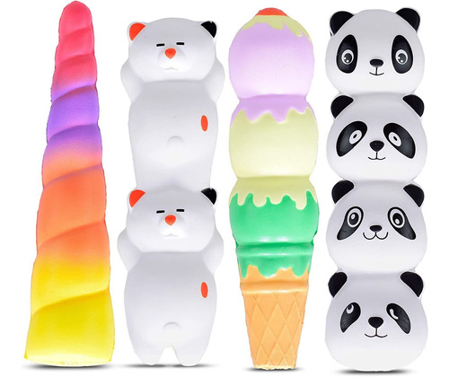 Mega Squishies Panda, Cat, Unicorn, Ice Cream Squishy P...