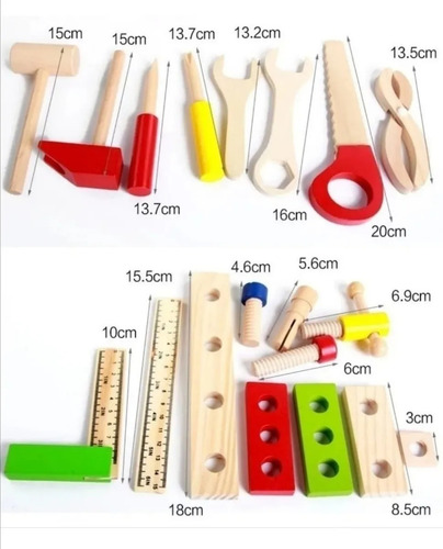 Imagen 3 de 3 de Caja De Herramientas Juguete De Madera Didáctico Montessori