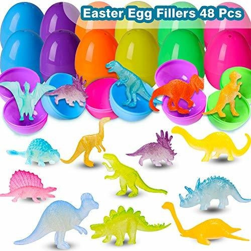 48 Piezas De Relleno De Huevos De Pascua Mini Dinosaurios Lu