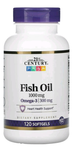 Óleo De Peixe Omega 3 1.000 Mg, 120 Softgels 21st Century Sabor Without Flavor