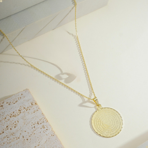 Pingente Oração Pai Nosso Mandala Colar Gargantilha Folheado a Ouro 18k Cor Dourado Andreia Branco Acessórios