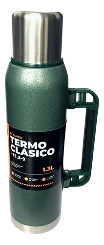 Termo Lusqtoff Ac Inox 1.3 Lts Tl1.3-9 Tapon Cebador Verde Color Verde oscuro