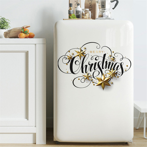 Xx Adhesivo Mural Dorado Con Diseño De Feliz Navidad Para