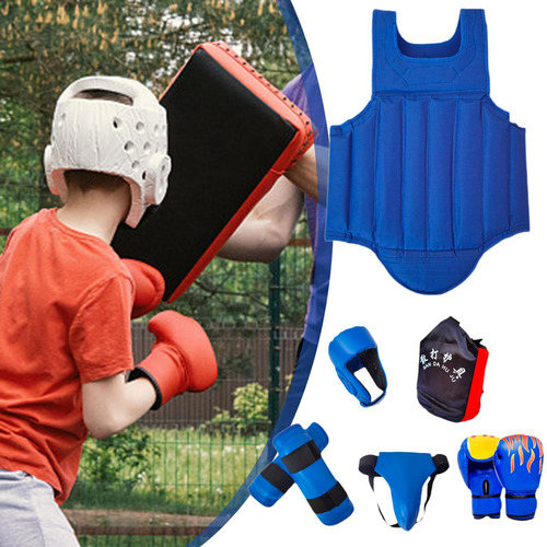 Set De Protección Para Boxeo Sanda - Equipo Color Azul L