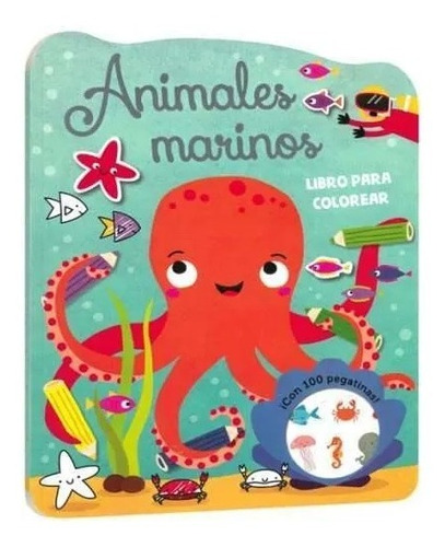 Libro Plastificado Para Colorear Diseño De Animales Marinos