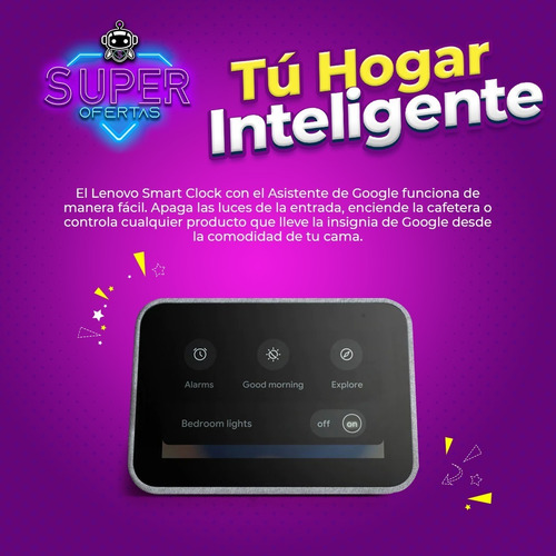 Imagen 3 de 7 de Lenovo Smart Clock + Pantalla + Google Home - Originales !!