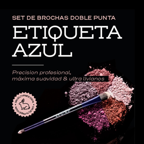 Imagen 3 de 5 de Set De Brochas Maquillaje Doble Regina Etiqueta Azul