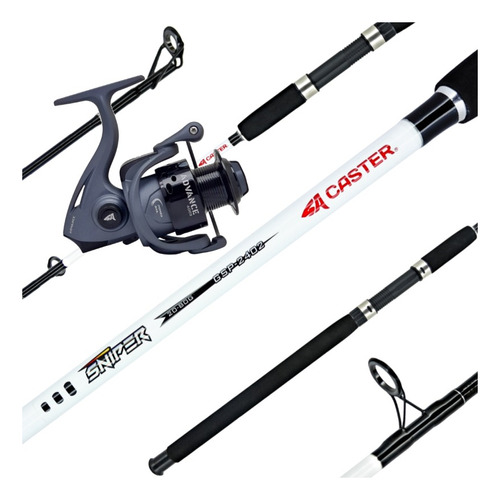 Combo Pesca Variada Caster Caña Sniper 2.40 + Reel Defender 