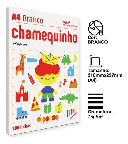 Papel Sulfite Branco A4 75g 210 X 297mm Kit Com 400 Folhas Branco
