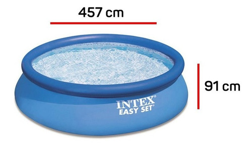 Imagen 7 de 9 de Pileta Redonda Inflable Exterior Grande 457x91cm Color Azul