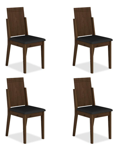 Conjunto 4 Cadeiras Berna Imbuia/suede Preto - Ma Cor Imbuia preto Cor da estrutura da cadeira Imbuia Desenho do tecido TECIDO SUEDE