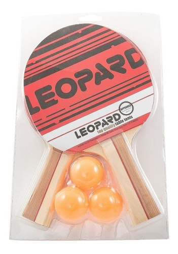 Set Ping Pong 2 Paletas + 3 Pelotas Leopard Tenis Mesa Kit